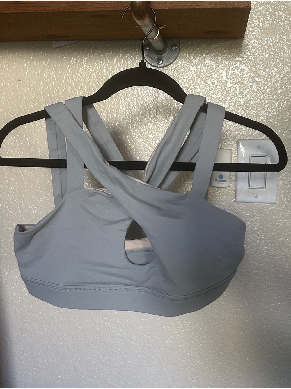 Crisscross Gray Sports Bra with Keyhole Detail